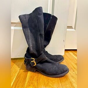 Steve Madden Black Suede Riding Boots, Women’s Size 8.5M Wide Calf